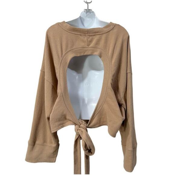 Free People Open Back Natural Colored Sweatshirt - Picture 2 of 7